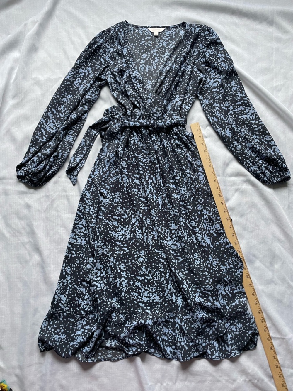 Lauren Conrad Blue Patterned Dress, With A  Wrap Look, Fun Summer Party, Sz S
